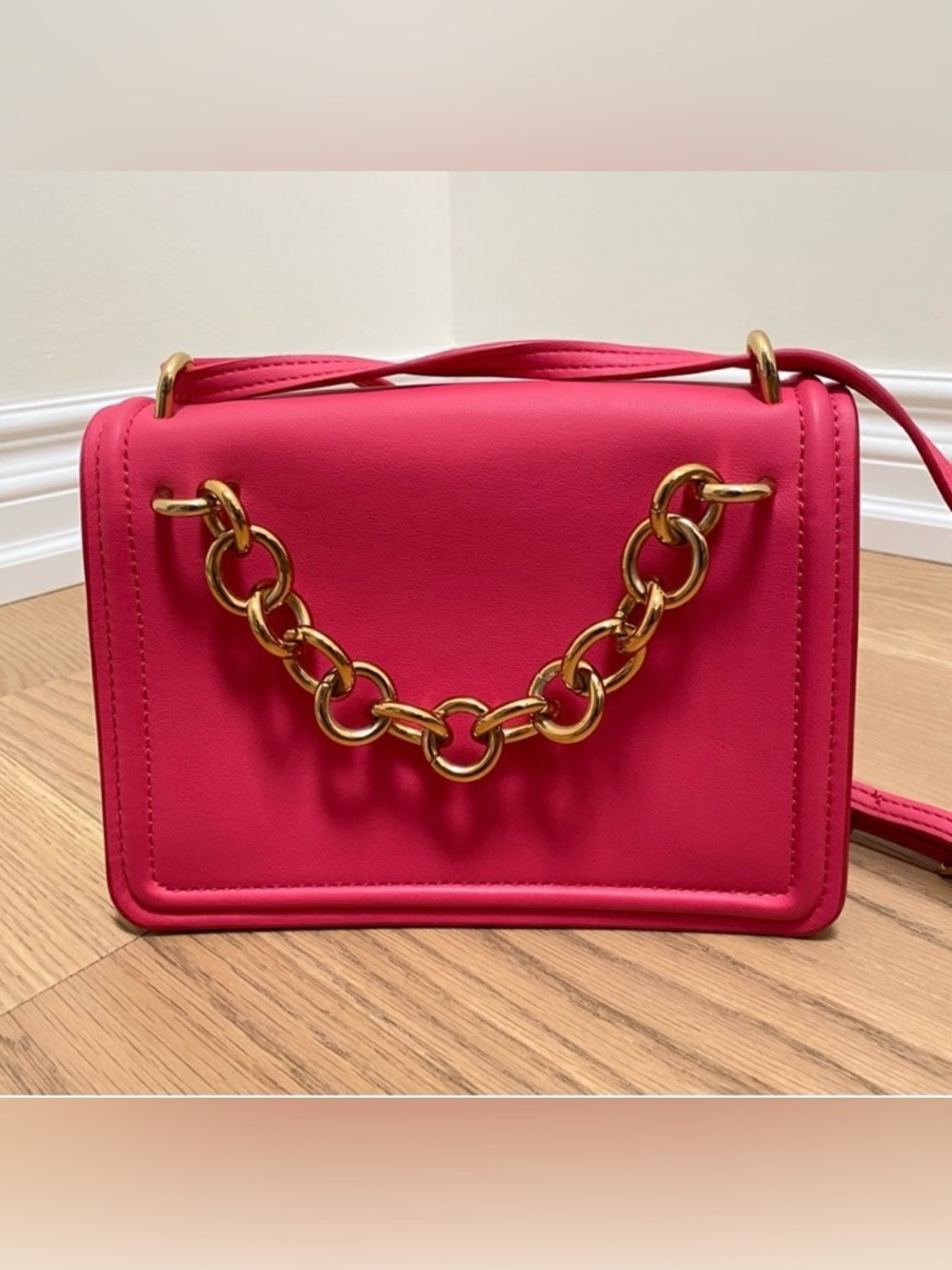 Zara Hot Pink Crossbody with Gold Chain